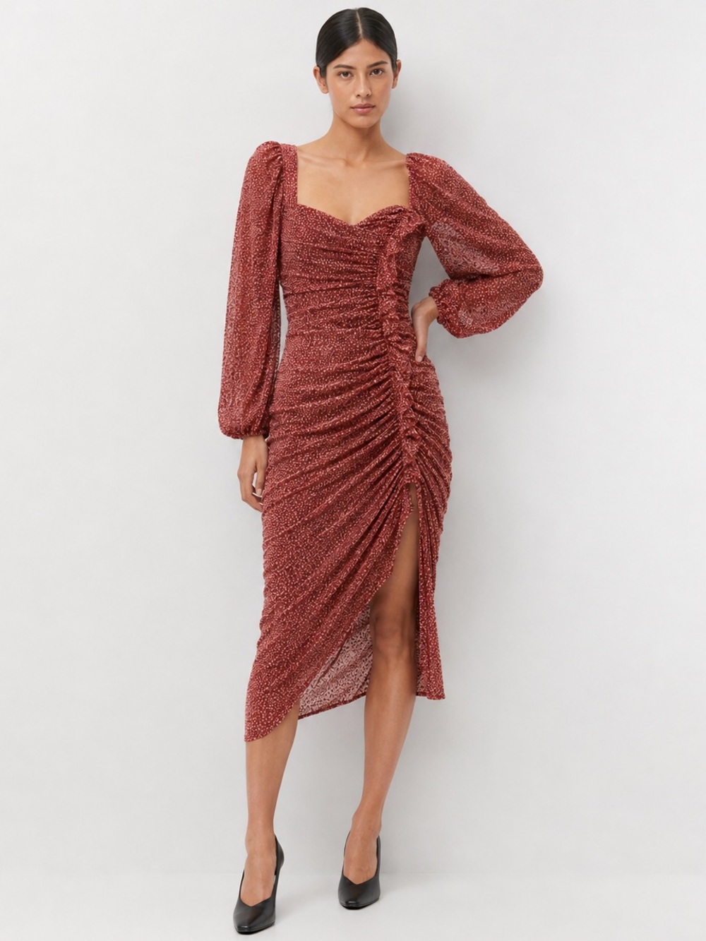 ASTR the Label Athens Ruched Midi Dress NWT S
